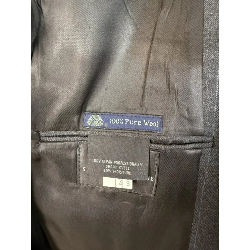 Vtg 90s Burberry Mens Fits 38 Wool Blazer Sports Coat Gray Blue Pinestripe READ
